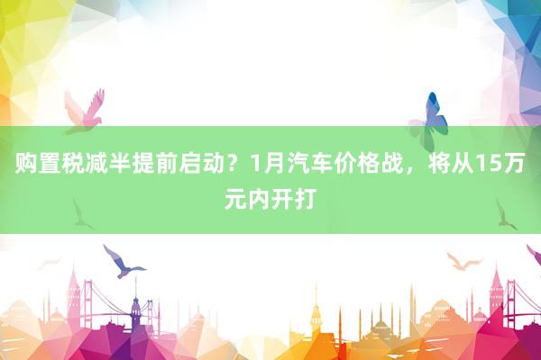 购置税减半提前启动？1月汽车价格战，将从15万元内开打