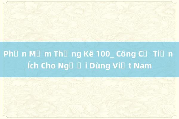 Phần Mềm Thống Kê 100_ Công Cụ Tiện Ích Cho Người Dùng Việt Nam