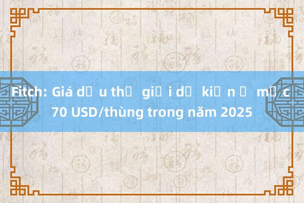 Fitch: Giá dầu thế giới dự kiến ở mức 70 USD/thùng trong năm 2025